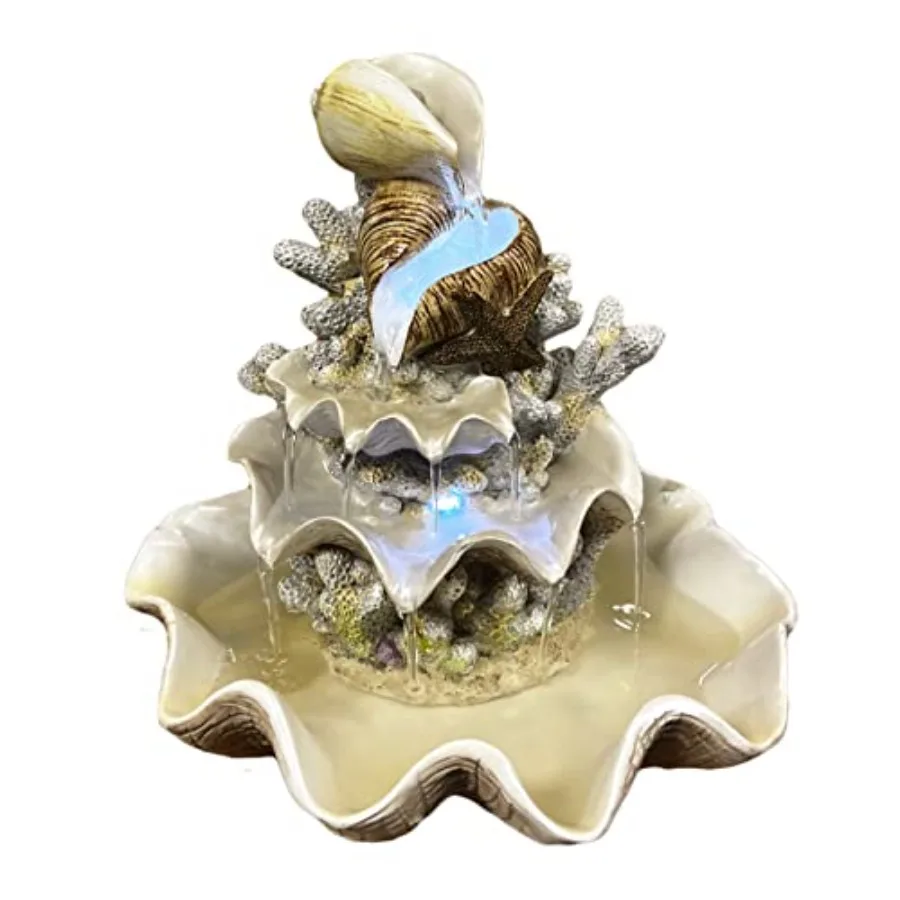 10.5" H Coral Reef Shell Fountain Indoor Fountain with LED Lights and Adjustable Motor Pump Power Cord Attached (Resin)
10.5" H Coral Reef Shell Fountain Indoor Fountain with LED Lights and Adjustable Motor Pump Power Cord Attached (Resin)