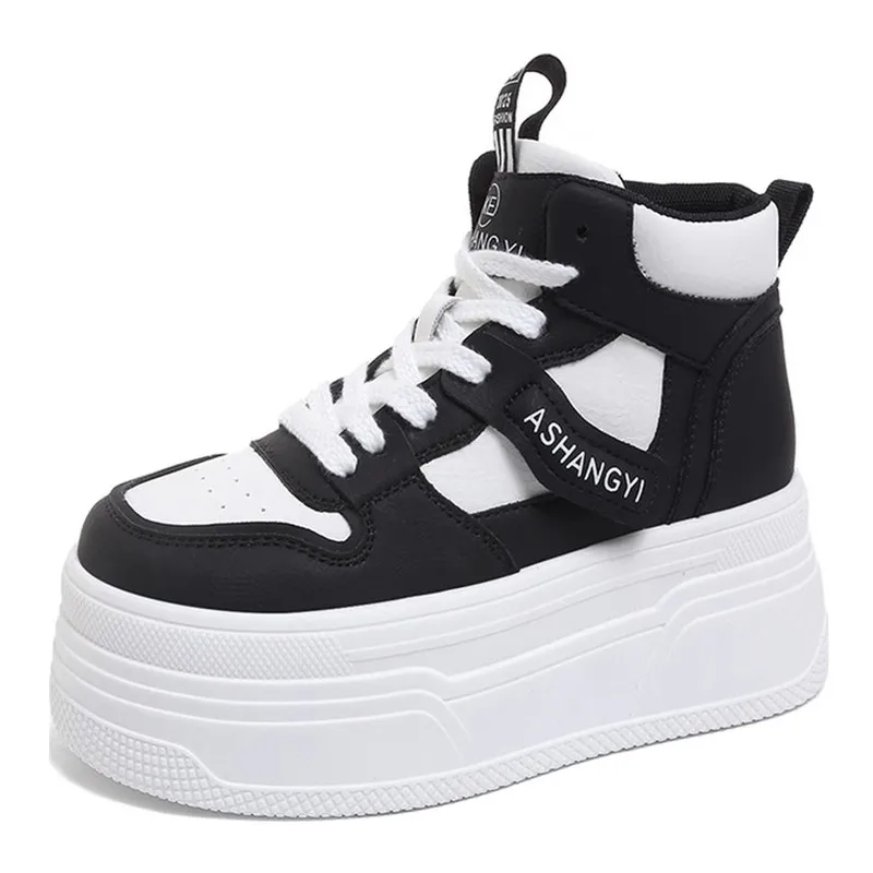 Белые женские кроссовки на платформе 7 см, весенние вулканизированные туфли на толстой подошве со шнуровкой, женская дышащая спортивная обувь из натуральной кожи 
Белые женские кроссовки на платформе 7 см, весенние вулканизированные туфли на толстой подошве со шнуровкой, женская дышащая спортивная обувь из натуральной кожи