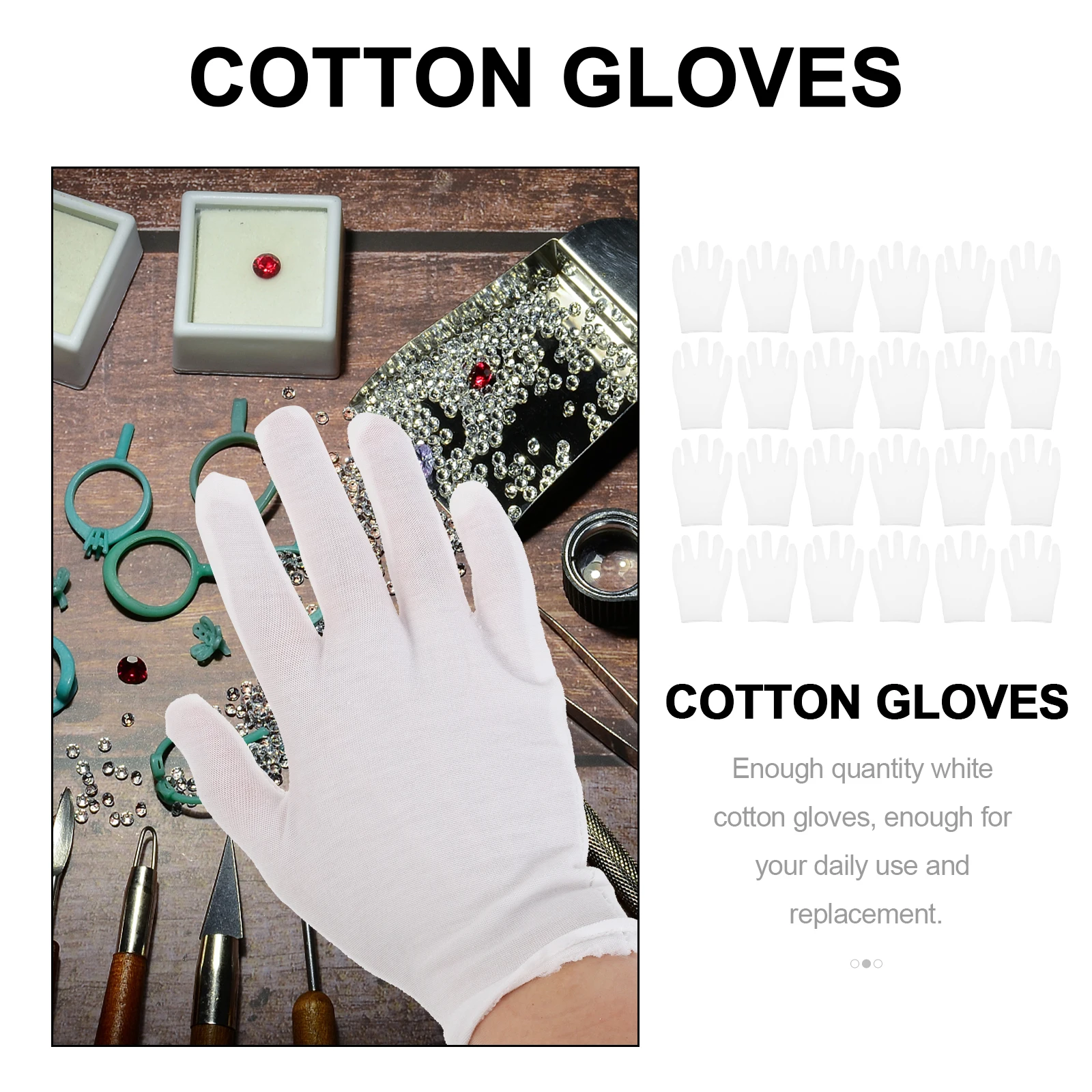 12Pairs White Cotton Gloves Breathable Elastic Washable Comfortable Gloves for Watch Checking Jewelry Inspection Household Use
12Pairs White Cotton Gloves Breathable Elastic Washable Comfortable Gloves for Watch Checking Jewelry Inspection Household Use
