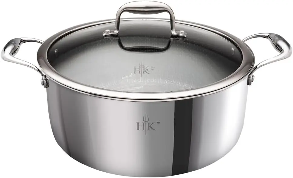 Hybrid 7.5 Qt Pot and lid, Tri-Clad Stainless Steel and Nonstick Ceramic, PFAS Free, no PFOA, PTFE, or Teflon, Non Toxic Cookwar
Hybrid 7.5 Qt Pot and lid, Tri-Clad Stainless Steel and Nonstick Ceramic, PFAS Free, no PFOA, PTFE, or Teflon, Non Toxic Cookwar