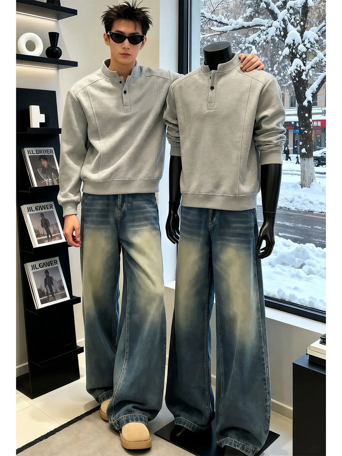 Retro Blue Wide Leg Floor-Length Jeans Men Women Style Spring Straight Vibe Semi-Elastic Drapey Lift Micro Flare Pants
Retro Blue Wide Leg Floor-Length Jeans Men Women Style Spring Straight Vibe Semi-Elastic Drapey Lift Micro Flare Pants