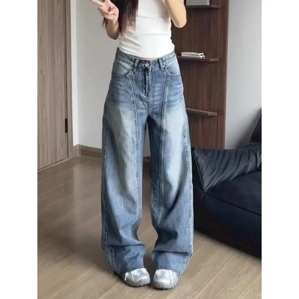 Ретро джинсы с высокой талией и широкими штанинами для женщин, свободные, в американском стиле, осенние, новые, повседневные, удобные, дышащие, из смесового хлопка
Ретро джинсы с высокой талией и широкими штанинами для женщин, свободные, в американском стиле, осенние, новые, повседневные, удобные, дышащие, из смесового хлопка