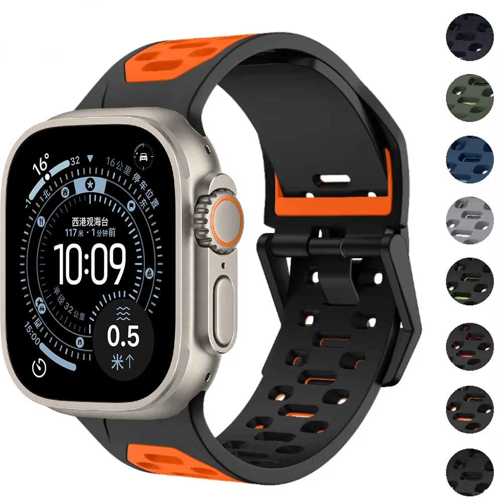 Силиконовый ремешок для Apple Watch Ultra 3 2 1 49 мм 11 10 46 мм 9 8 7 45 мм Дышащий двухцветный браслет для iWatch 6 5 4 3 SE 44 мм
Силиконовый ремешок для Apple Watch Ultra 3 2 1 49 мм 11 10 46 мм 9 8 7 45 мм Дышащий двухцветный браслет для iWatch 6 5 4 3 SE 44 мм