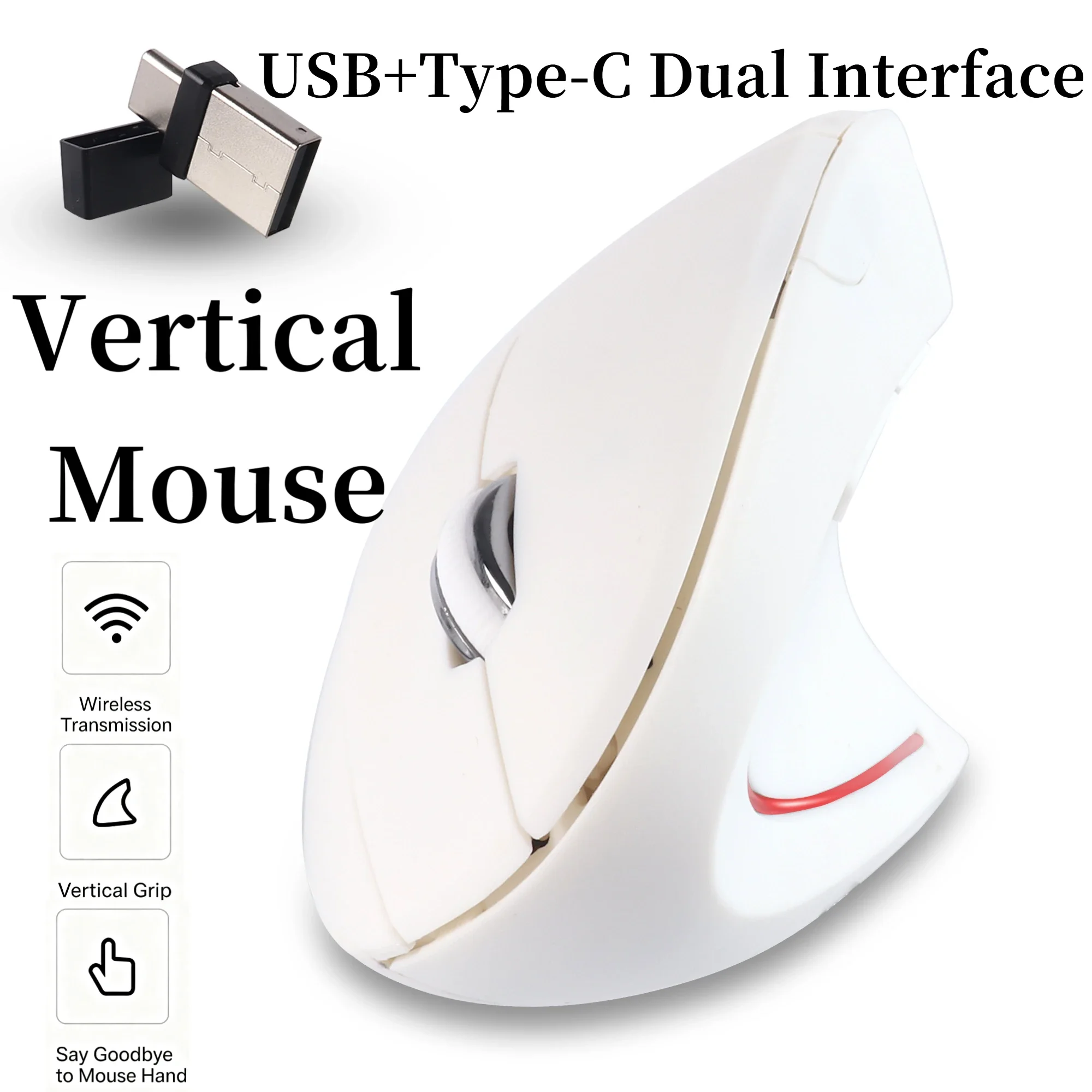 Ergonomics Vertical Type-C USB Dual Interface Wireless Mouse Portable Plug-and-Play Silent Clip Offce Mice For Desktop Notebook
Ergonomics Vertical Type-C USB Dual Interface Wireless Mouse Portable Plug-and-Play Silent Clip Offce Mice For Desktop Notebook