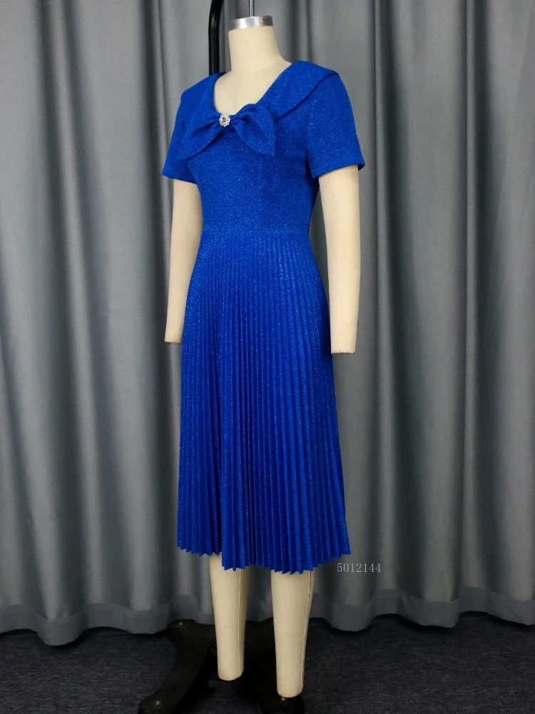 Women's Blue Sequins Long Casual Dress A-Line Mid-Calf Turn down Collar Short Sleeves High Waist Slim Fit 2025
Women's Blue Sequins Long Casual Dress A-Line Mid-Calf Turn down Collar Short Sleeves High Waist Slim Fit 2025