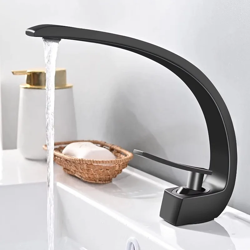 Single Handle Single Hole Bathroom Faucet with Ceramic Cartridge Matte Black Brass Basin Mixer Tap Waterfall Spout Lead Free
Single Handle Single Hole Bathroom Faucet with Ceramic Cartridge Matte Black Brass Basin Mixer Tap Waterfall Spout Lead Free