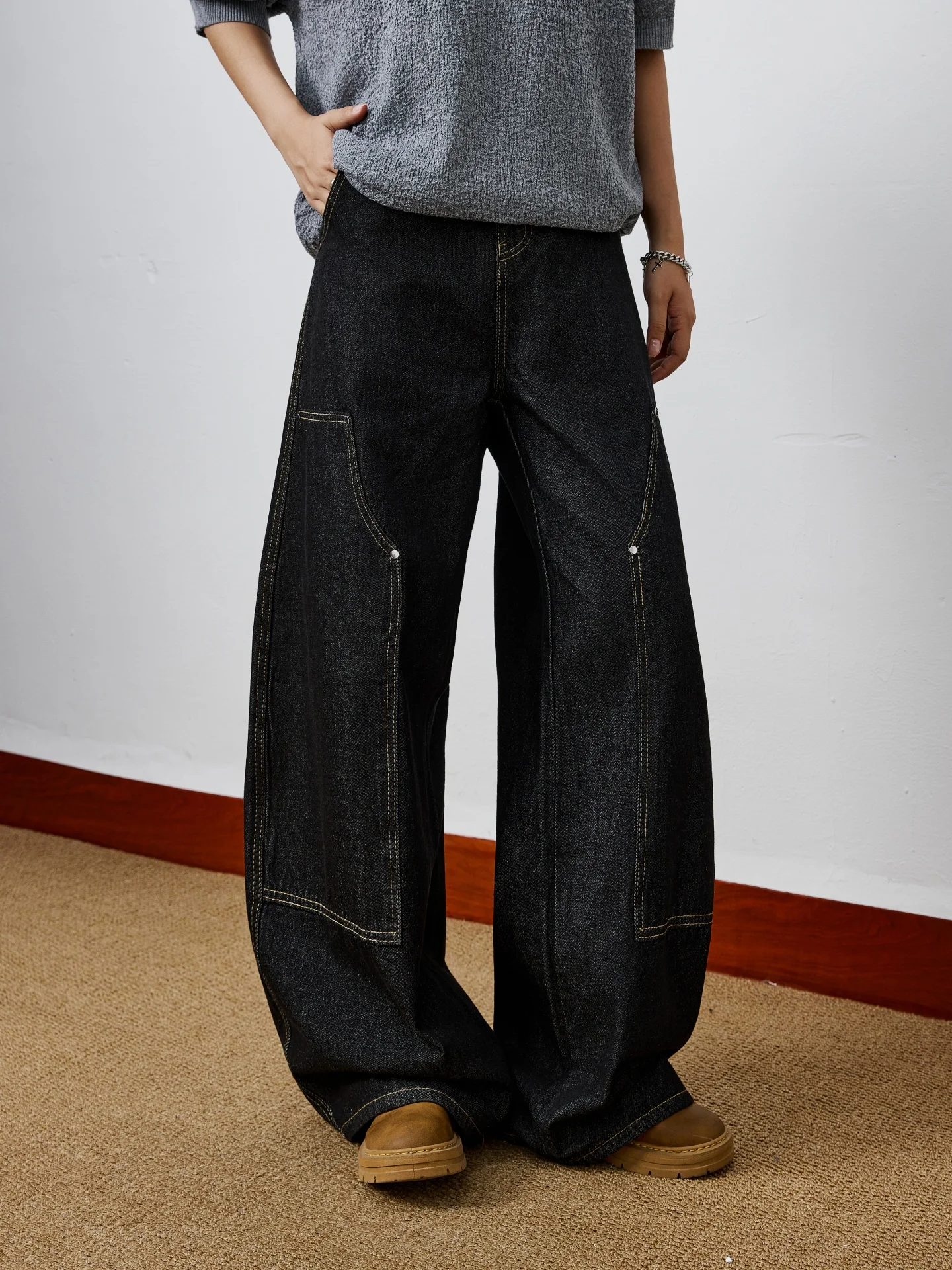 American Style Original Color Denim Men's Street CleanFit Loose Silhouette Workwear Wide Leg Floor-Length Pants
American Style Original Color Denim Men's Street CleanFit Loose Silhouette Workwear Wide Leg Floor-Length Pants