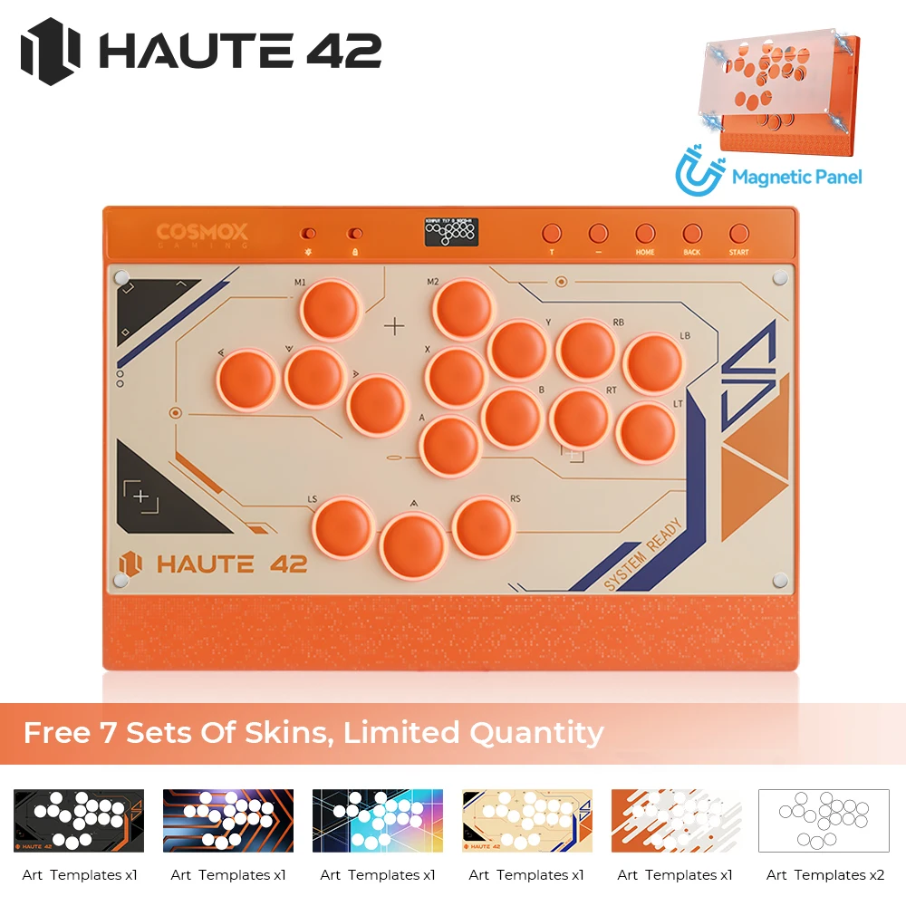 Haute42 C16 Orange Magnetic Hitbox Leverless Controller Fightstick For PC/ PS4 / PS5 Button Rim Stickless Arcade Stick Hitbox
Haute42 C16 Orange Magnetic Hitbox Leverless Controller Fightstick For PC/ PS4 / PS5 Button Rim Stickless Arcade Stick Hitbox