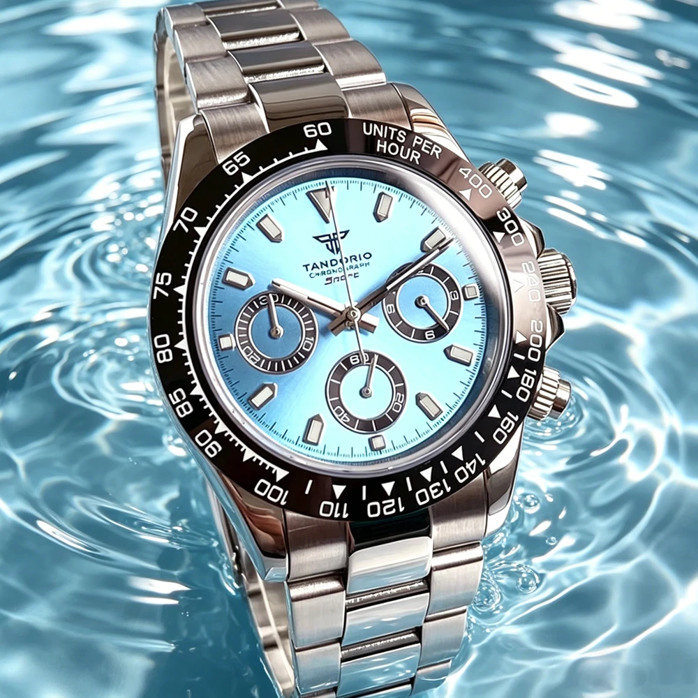 Blue Tandorio Black White 39mm Chronograph Sapphire Crystal Men Watch VK63 Quartz Movement Calendar Stainless Steel Bracelet
Blue Tandorio Black White 39mm Chronograph Sapphire Crystal Men Watch VK63 Quartz Movement Calendar Stainless Steel Bracelet