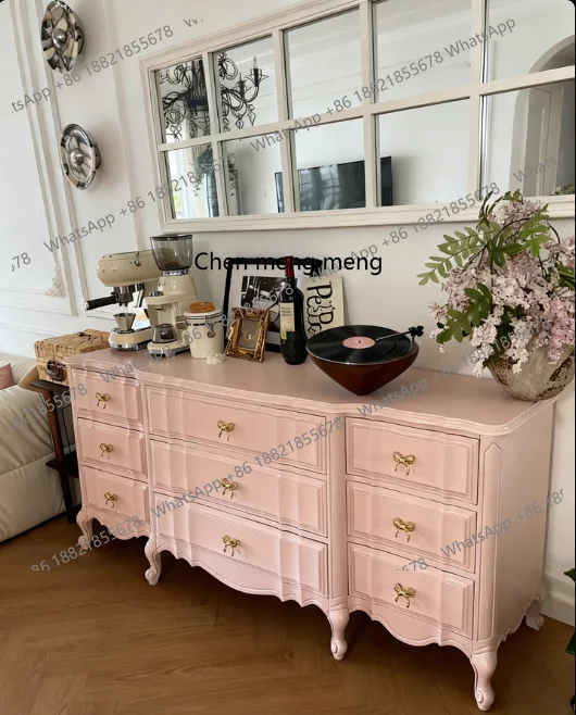 French retro solid wood small apartment living room decorative cabinet American pastoral style bedroom bedside storage chest
French retro solid wood small apartment living room decorative cabinet American pastoral style bedroom bedside storage chest