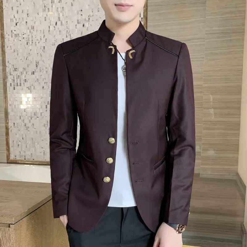 Мужское весеннее модное приталенное однобортное пальто в китайском стиле для свадьбы, с воротником-стойкой, деловое повседневное верхнее пальто/куртка
Мужское весеннее модное приталенное однобортное пальто в китайском стиле для свадьбы, с воротником-стойкой, деловое повседневное верхнее пальто/куртка