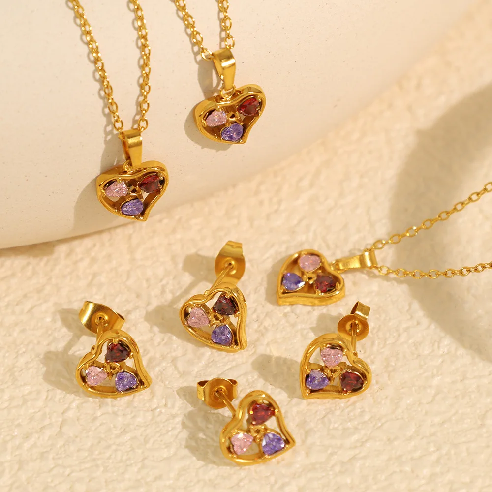 Keen-on 2025 Fashion Stainless Steel Cubic Zirconia Heart Hollow Pendant Necklace Earrings Valentine's Day Gift Charm Jewelry
Keen-on 2025 Fashion Stainless Steel Cubic Zirconia Heart Hollow Pendant Necklace Earrings Valentine's Day Gift Charm Jewelry