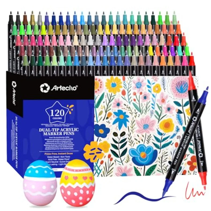 Acrylic Paint Markers, Acrylic Paint Pens with Brush Tip and Fine Tip for Stone, Rock Painting, Paper, Pumpkin, Wood, Egg, Canv
Acrylic Paint Markers, Acrylic Paint Pens with Brush Tip and Fine Tip for Stone, Rock Painting, Paper, Pumpkin, Wood, Egg, Canv