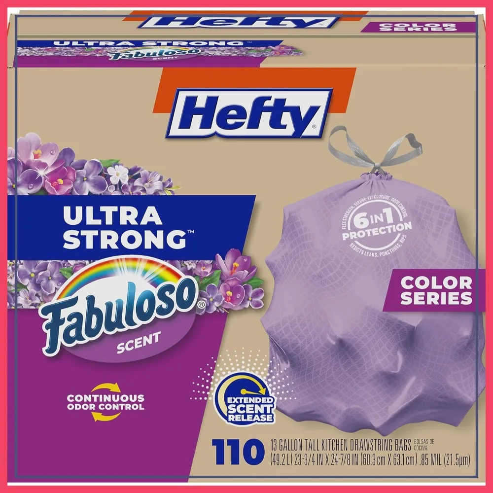 13 Gallon Tall Kitchen Trash Bags, Strong Garbage Bags, Leak & Puncture Resistant, Odor Control, 110 Count
13 Gallon Tall Kitchen Trash Bags, Strong Garbage Bags, Leak & Puncture Resistant, Odor Control, 110 Count