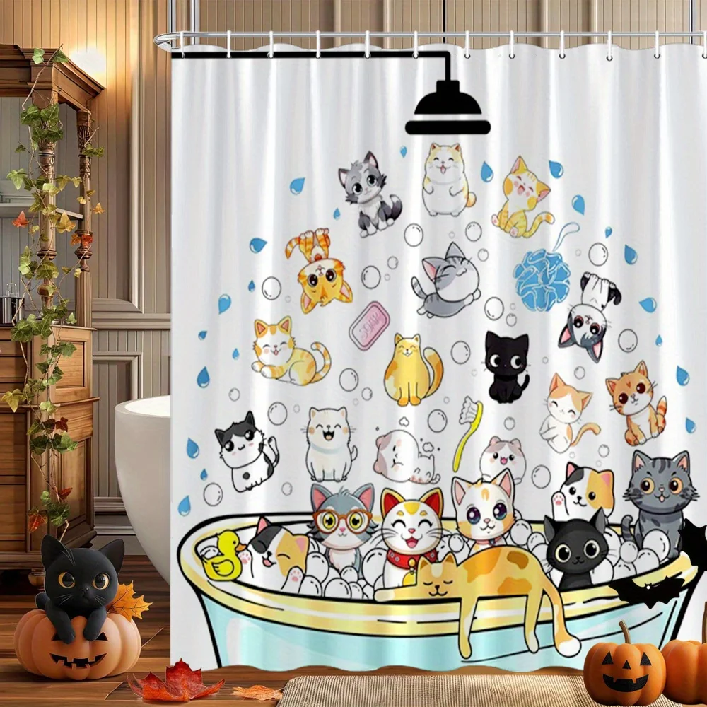 Cute Multicolor Cats Shower Curtain – Tabby, Tuxedo & Calico in Bubbles, 12 Hooks, Machine Washable, Cat Lover Gift
Cute Multicolor Cats Shower Curtain – Tabby, Tuxedo & Calico in Bubbles, 12 Hooks, Machine Washable, Cat Lover Gift