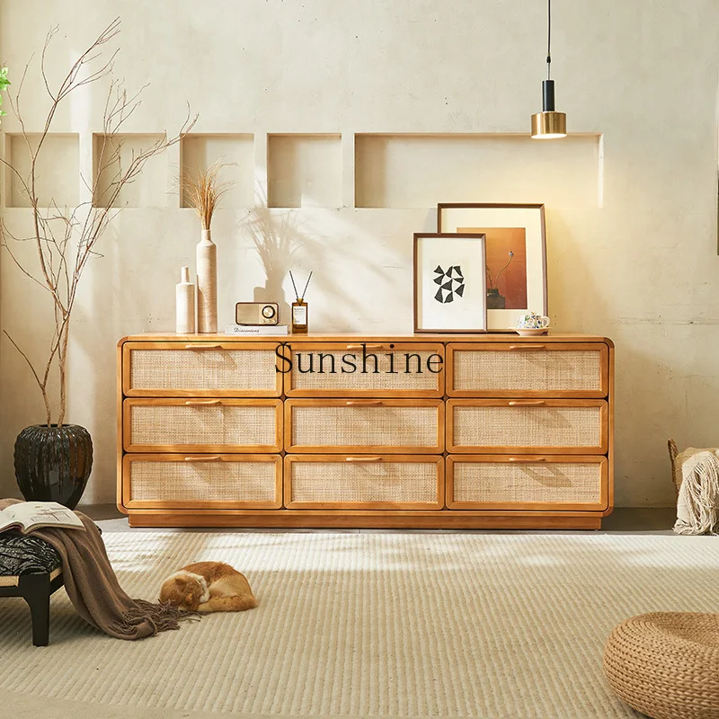 Wabi Sandy Wind Solid Wood Rattan Jiudou Cherry Edge Drawer Storage Storage Cabinet Japanese Style
Wabi Sandy Wind Solid Wood Rattan Jiudou Cherry Edge Drawer Storage Storage Cabinet Japanese Style
