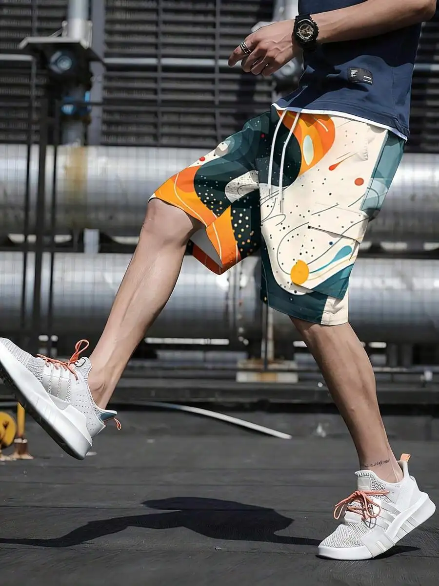 Mens Abstract Print Cargo Shorts Loose Knee Length With Pockets
Mens Abstract Print Cargo Shorts Loose Knee Length With Pockets