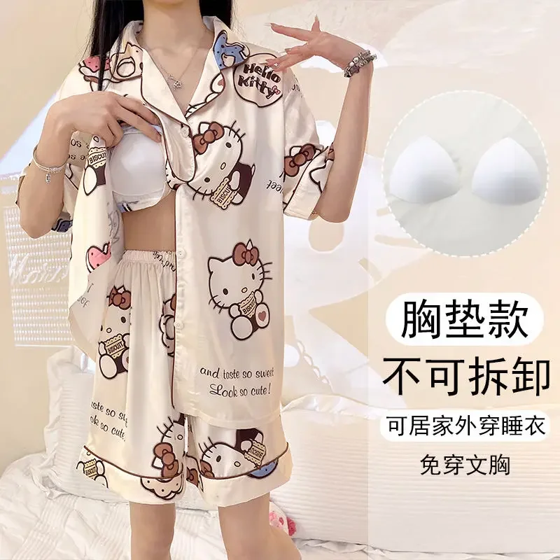Новая летняя пижама Hello Kitty с героями мультфильмов, нагрудными подушечками, короткими рукавами и шортами, комплект домашней одежды для выхода на улицу
Новая летняя пижама Hello Kitty с героями мультфильмов, нагрудными подушечками, короткими рукавами и шортами, комплект домашней одежды для выхода на улицу