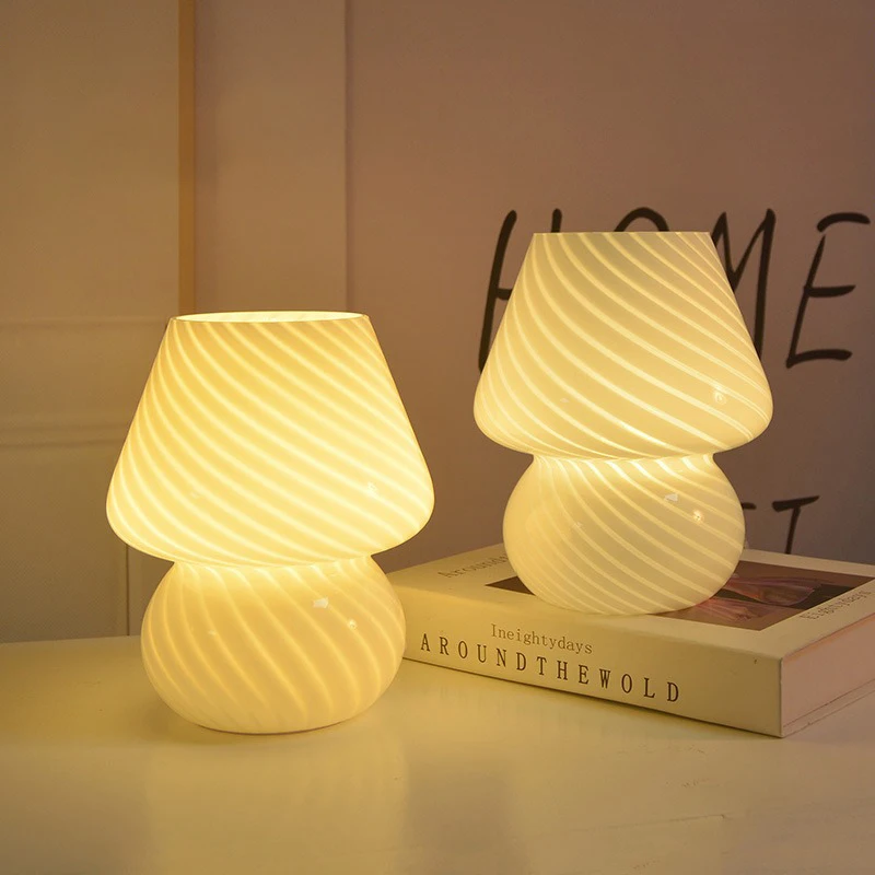 Glass Desk Lamp Glass Table Bedside Lamps Vintage Striped Small Mushroom Decor Ambient Light Bedroom Livingroom
Glass Desk Lamp Glass Table Bedside Lamps Vintage Striped Small Mushroom Decor Ambient Light Bedroom Livingroom