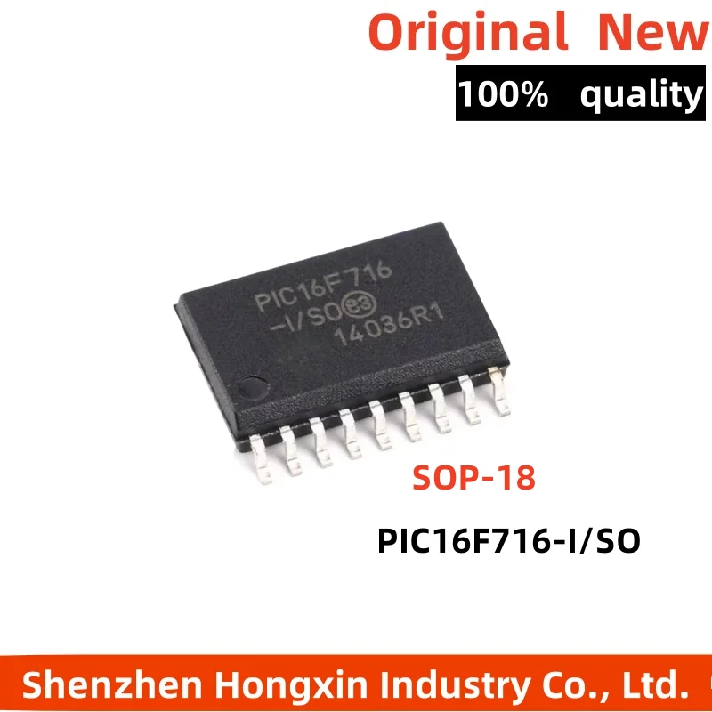 1pcs PIC16F716-I/SO PIC16F716 SMT SOP-18 8-bit flash microcontroller
1pcs PIC16F716-I/SO PIC16F716 SMT SOP-18 8-bit flash microcontroller