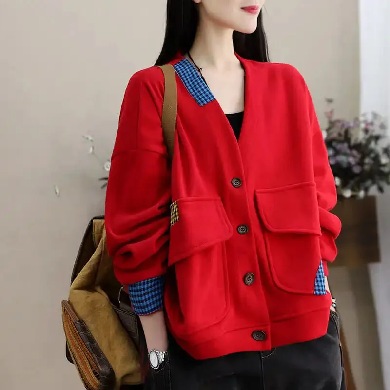 Hoodie Coat Female Spring Autumn New Korean Loose Sportswear Large Size Casual V-neck Cardigan Coats Women Baseball Top Tide
Hoodie Coat Female Spring Autumn New Korean Loose Sportswear Large Size Casual V-neck Cardigan Coats Women Baseball Top Tide