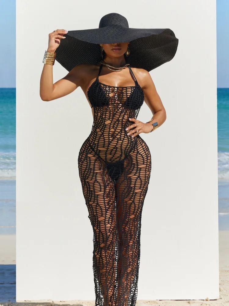 JRRY Casual Women Long Knitted Dresses Halter Backless Crocheted Dress Solid Pattern Beach Crochet Dress Cover Ups
JRRY Casual Women Long Knitted Dresses Halter Backless Crocheted Dress Solid Pattern Beach Crochet Dress Cover Ups