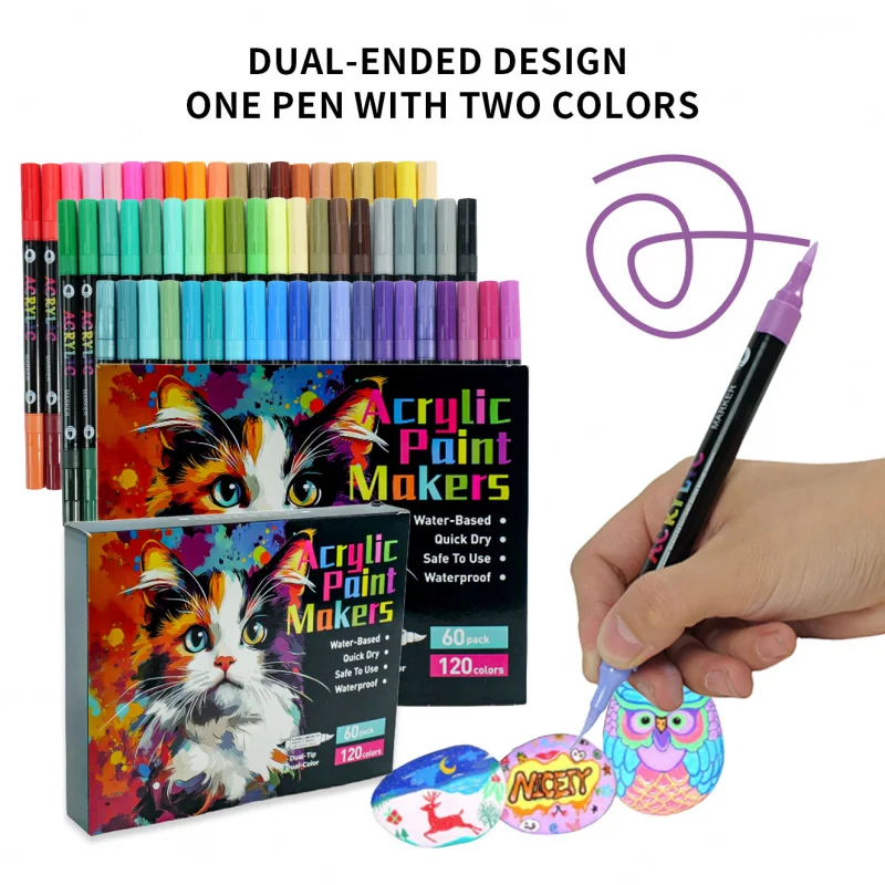 24/48/72/120 Colors Dual-Tip Acrylic Paint Markers Set – Vivid Quick-Dry Non-Toxic Pigment, Ideal for Rock Painting, Crafts
24/48/72/120 Colors Dual-Tip Acrylic Paint Markers Set – Vivid Quick-Dry Non-Toxic Pigment, Ideal for Rock Painting, Crafts