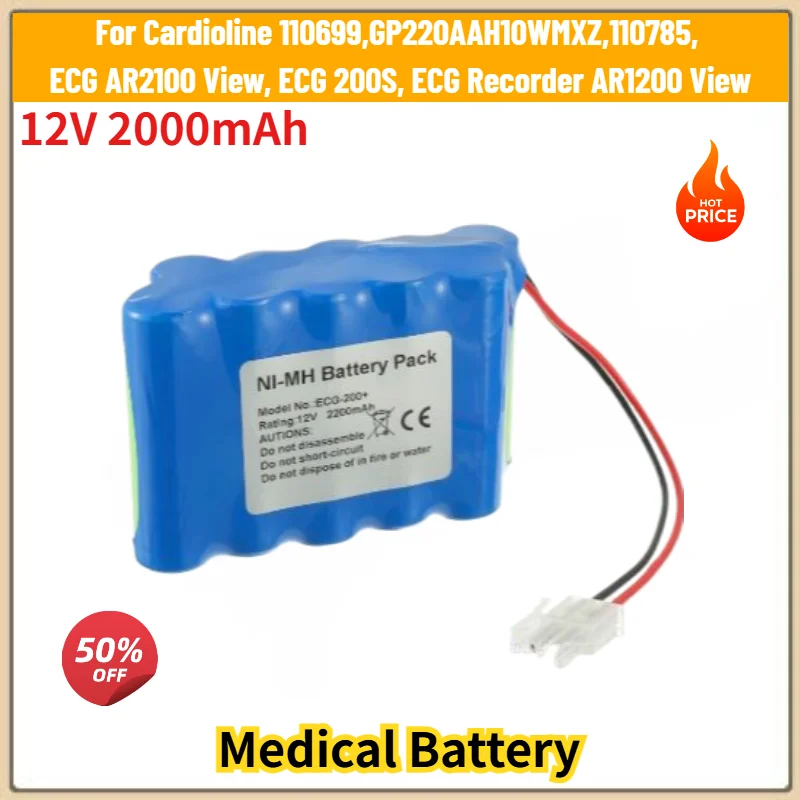 For Cardioline 110699,GP220AAH10WMXZ,110785, ECG AR2100 View, ECG 200S, ECG Recorder AR1200 View Replacement Battery 12V 2000mAh
For Cardioline 110699,GP220AAH10WMXZ,110785, ECG AR2100 View, ECG 200S, ECG Recorder AR1200 View Replacement Battery 12V 2000mAh