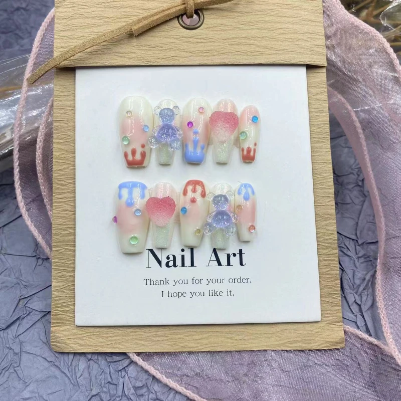 10Pcs Handmade cartoon y2k press on nails Cute little bear dopamine Playful fake nails Design with Adhesive Nail File Set
10Pcs Handmade cartoon y2k press on nails Cute little bear dopamine Playful fake nails Design with Adhesive Nail File Set