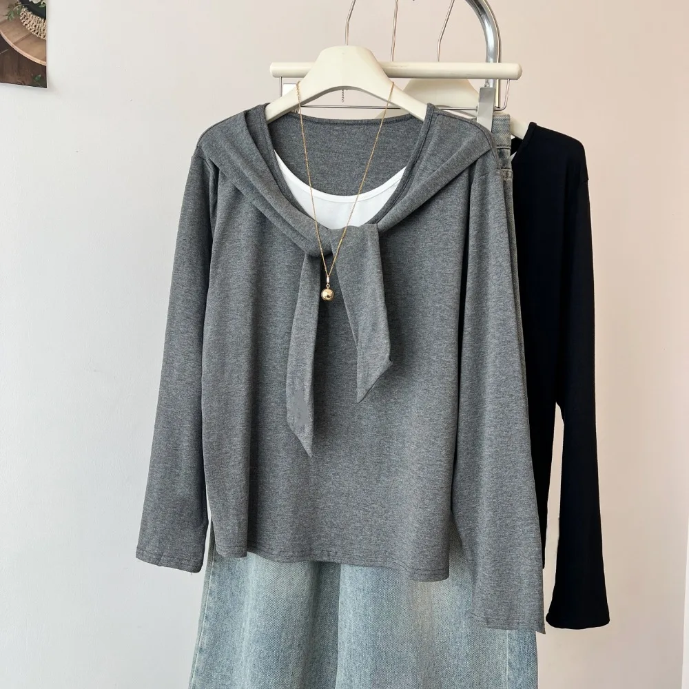 Женские базовые элегантные шикарные футболки из двух частей с длинными рукавами, французская осенне-зимняя одежда больших размеров
Женские базовые элегантные шикарные футболки из двух частей с длинными рукавами, французская осенне-зимняя одежда больших размеров