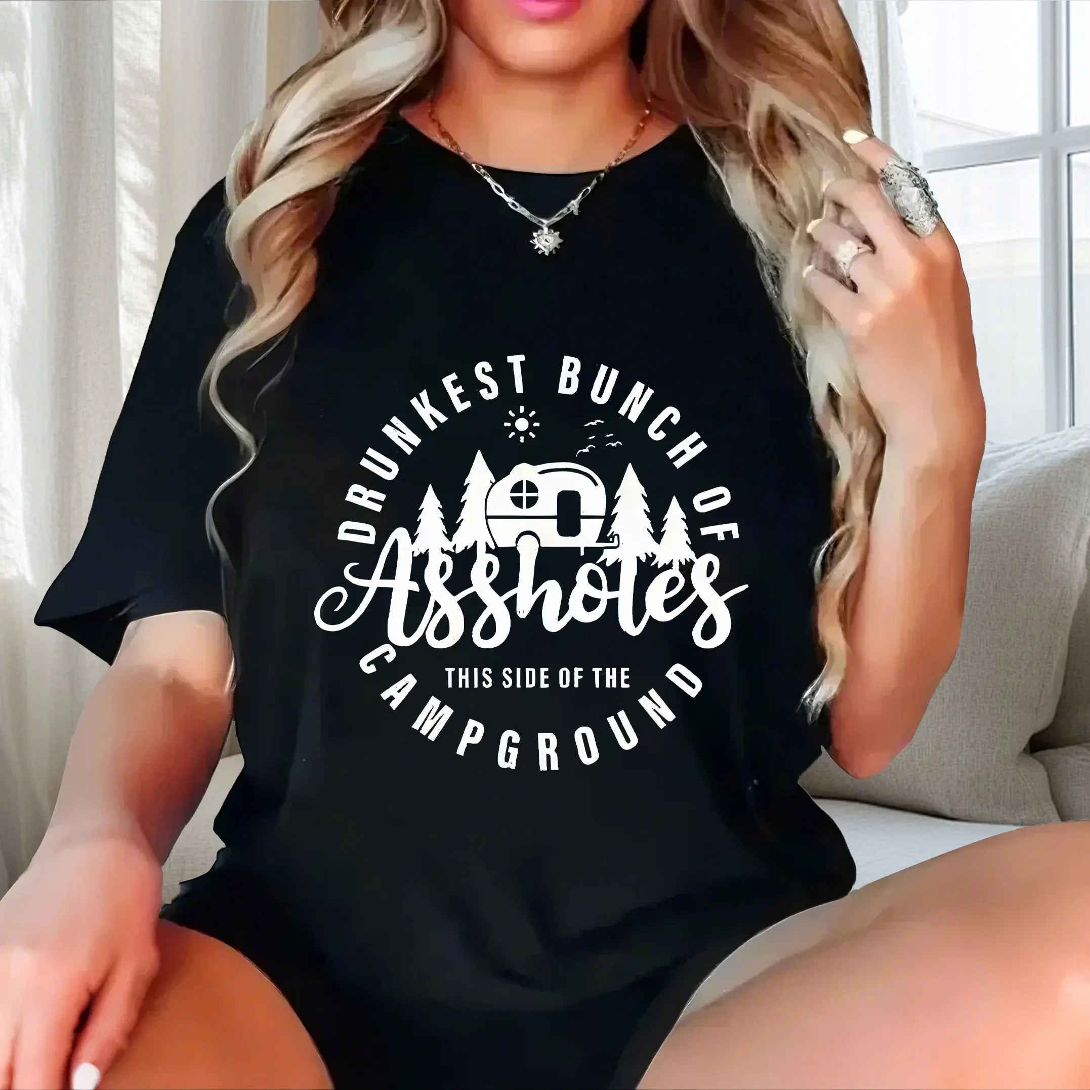 English+Landscape Element Pattern Printing plus size Ladies' casual short sleeved T-shirt black
English+Landscape Element Pattern Printing plus size Ladies' casual short sleeved T-shirt black