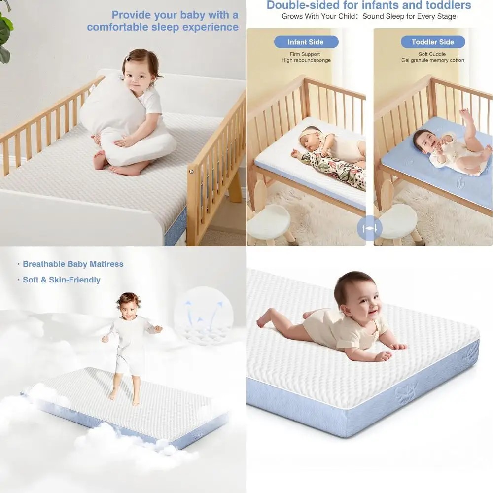 Дышащий матрас для детской кроватки из пены с эффектом памяти со съемным чехлом для младенцев и малышей — белый и синий
Дышащий матрас для детской кроватки из пены с эффектом памяти со съемным чехлом для младенцев и малышей — белый и синий