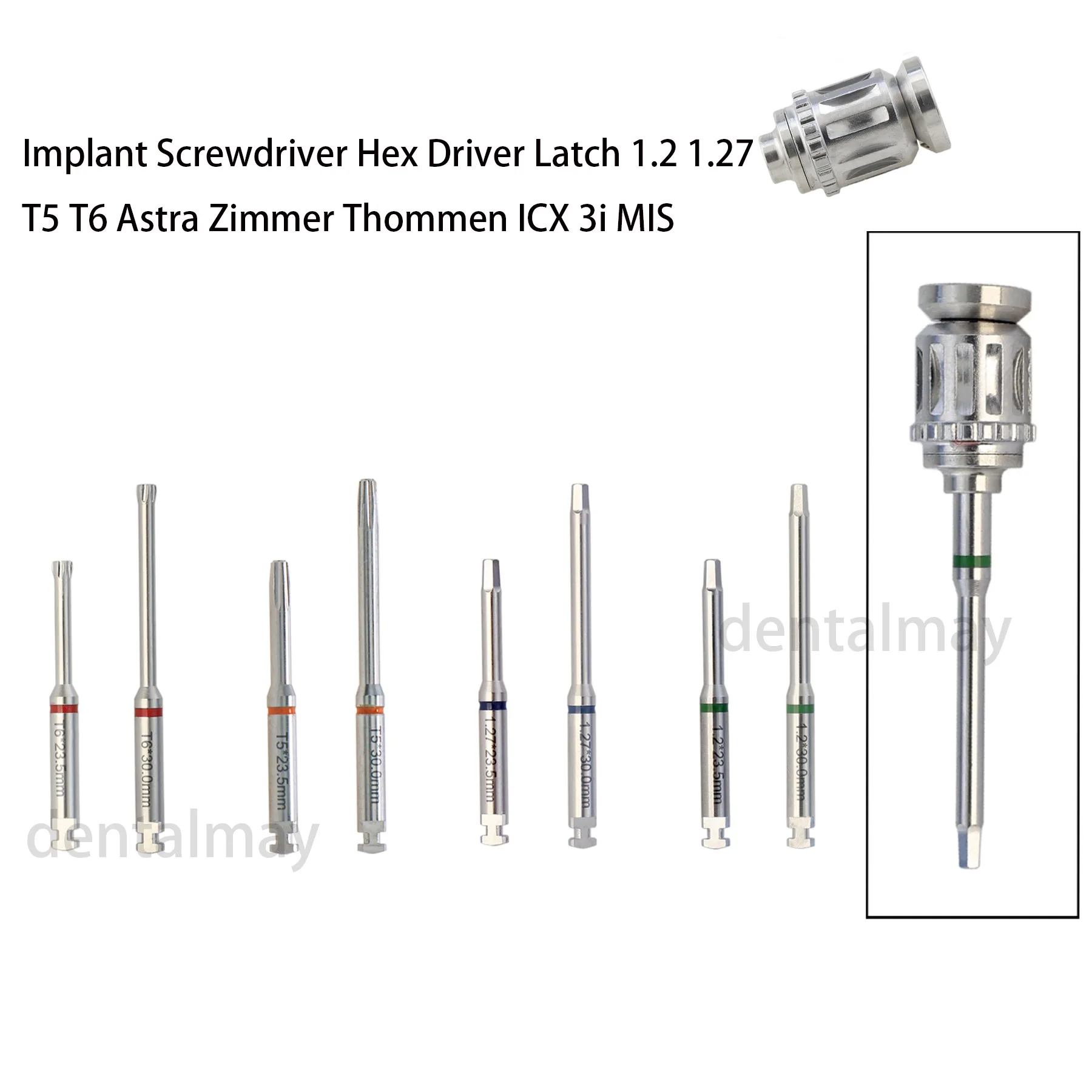 Dental Implant Screwdriver Hex Driver Latch 1.2 1.27 T5 Astra Zimmer Thommen ICX 3i MIS
Dental Implant Screwdriver Hex Driver Latch 1.2 1.27 T5 Astra Zimmer Thommen ICX 3i MIS