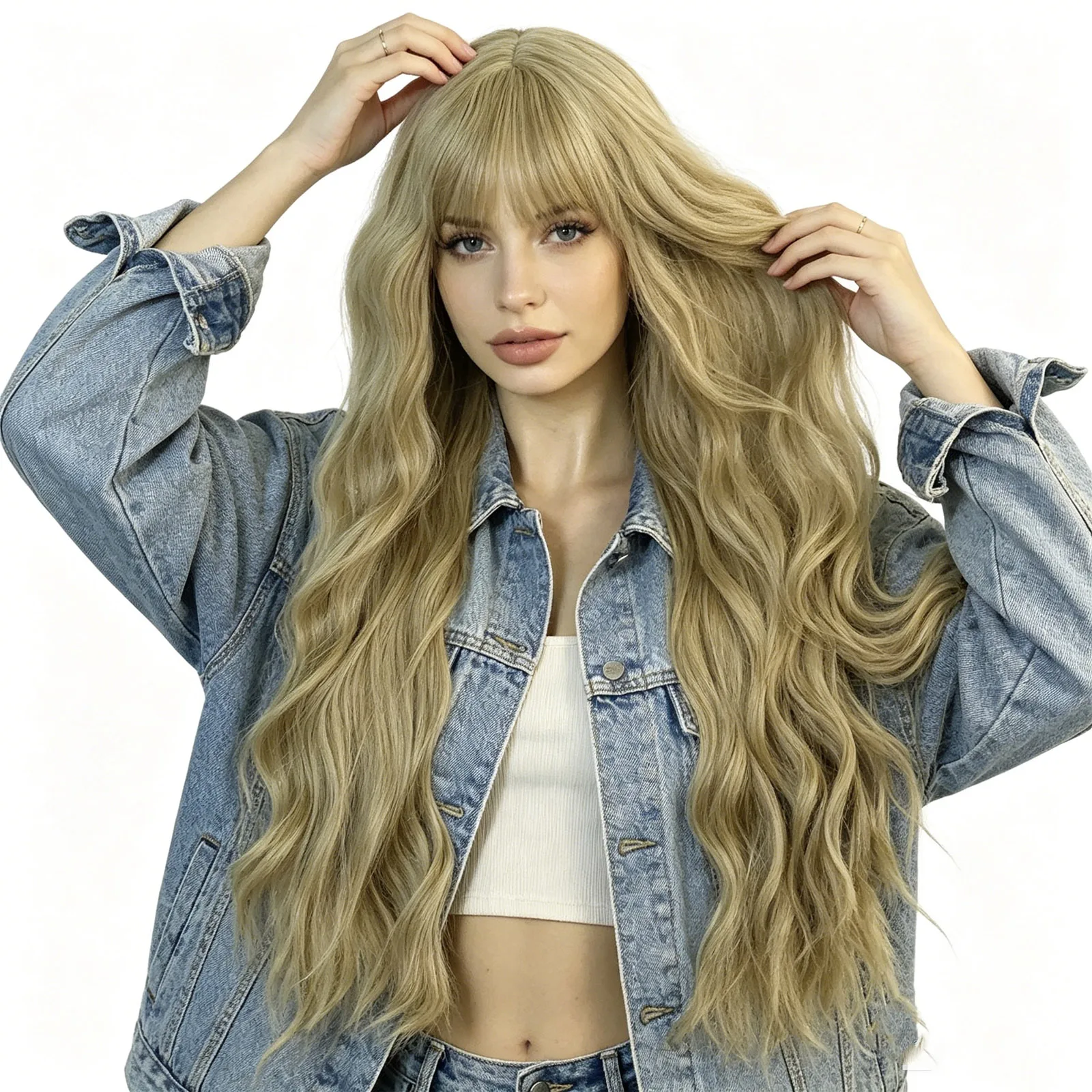 Ash Blonde Long Wavy Synthetic Wig with Bangs, Natural Looking Hair for Women, Daily & Cosplay
Ash Blonde Long Wavy Synthetic Wig with Bangs, Natural Looking Hair for Women, Daily & Cosplay