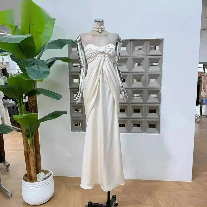 Summer Waist-cinching Acetate Satin Knotted Tie Strapless Dress Women Slim-fitting Sleeveless Straight Dresses New 3AKDC9
Summer Waist-cinching Acetate Satin Knotted Tie Strapless Dress Women Slim-fitting Sleeveless Straight Dresses New 3AKDC9