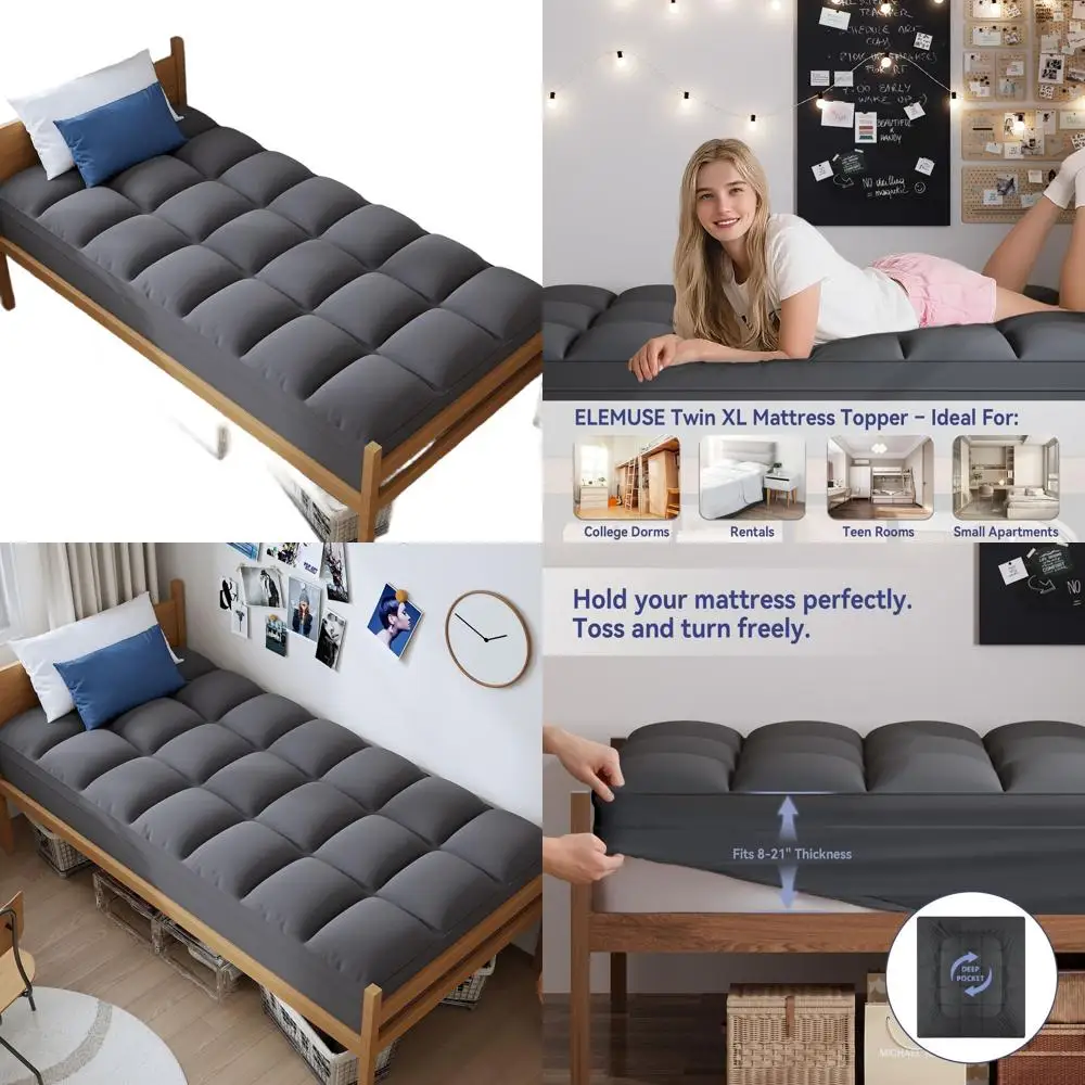 Plush Grey Twin XL Mattress Topper for Dorms, Plush Pillowtop with Deep Pocket, Overfilled Down Alternative for Back Support
Plush Grey Twin XL Mattress Topper for Dorms, Plush Pillowtop with Deep Pocket, Overfilled Down Alternative for Back Support