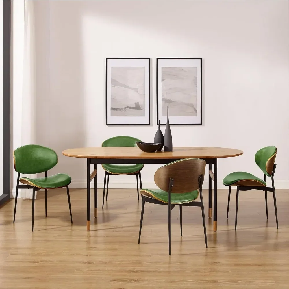 Dining Chair Set of 4 with Black Metal Legs, Walnut Bentwood, Faux Leather Kitchen Chairs, Mid Century Modern Dining Chair
Dining Chair Set of 4 with Black Metal Legs, Walnut Bentwood, Faux Leather Kitchen Chairs, Mid Century Modern Dining Chair