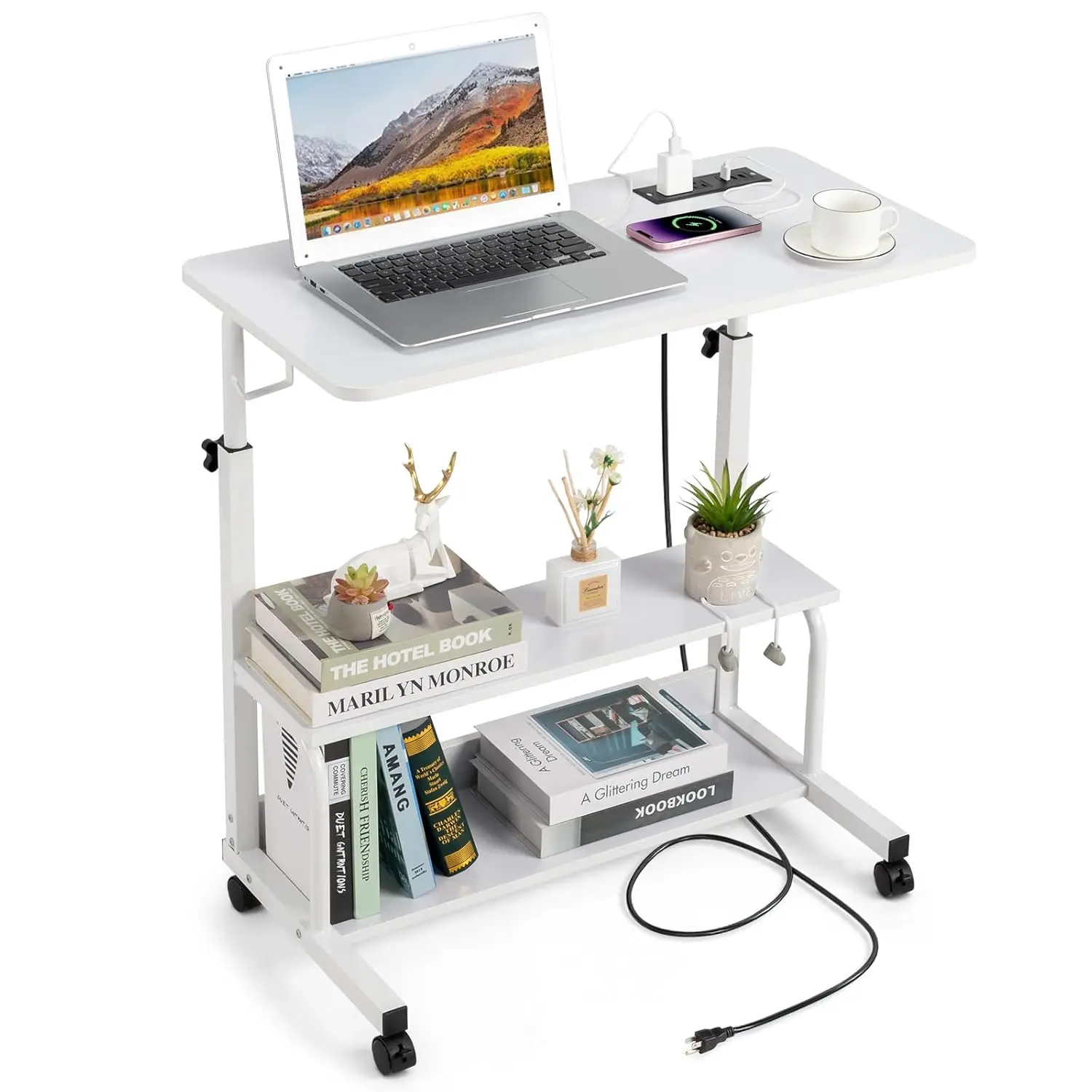 31.5" Portable Rolling Desk on Wheels,Height Adjustable Standing Desk with 2 AC Outlets/3 USB Ports,Mobile Laptop, Customized
31.5" Portable Rolling Desk on Wheels,Height Adjustable Standing Desk with 2 AC Outlets/3 USB Ports,Mobile Laptop, Customized