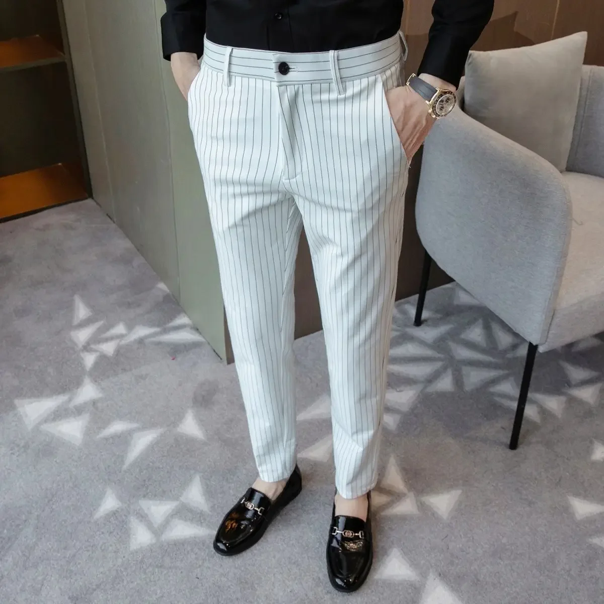 Striped Trousers For Men Straight Plus Big Size Man Suits Pants Clothing Premium Elegant Vintage Anti-wrinkle Slacks Dress
Striped Trousers For Men Straight Plus Big Size Man Suits Pants Clothing Premium Elegant Vintage Anti-wrinkle Slacks Dress