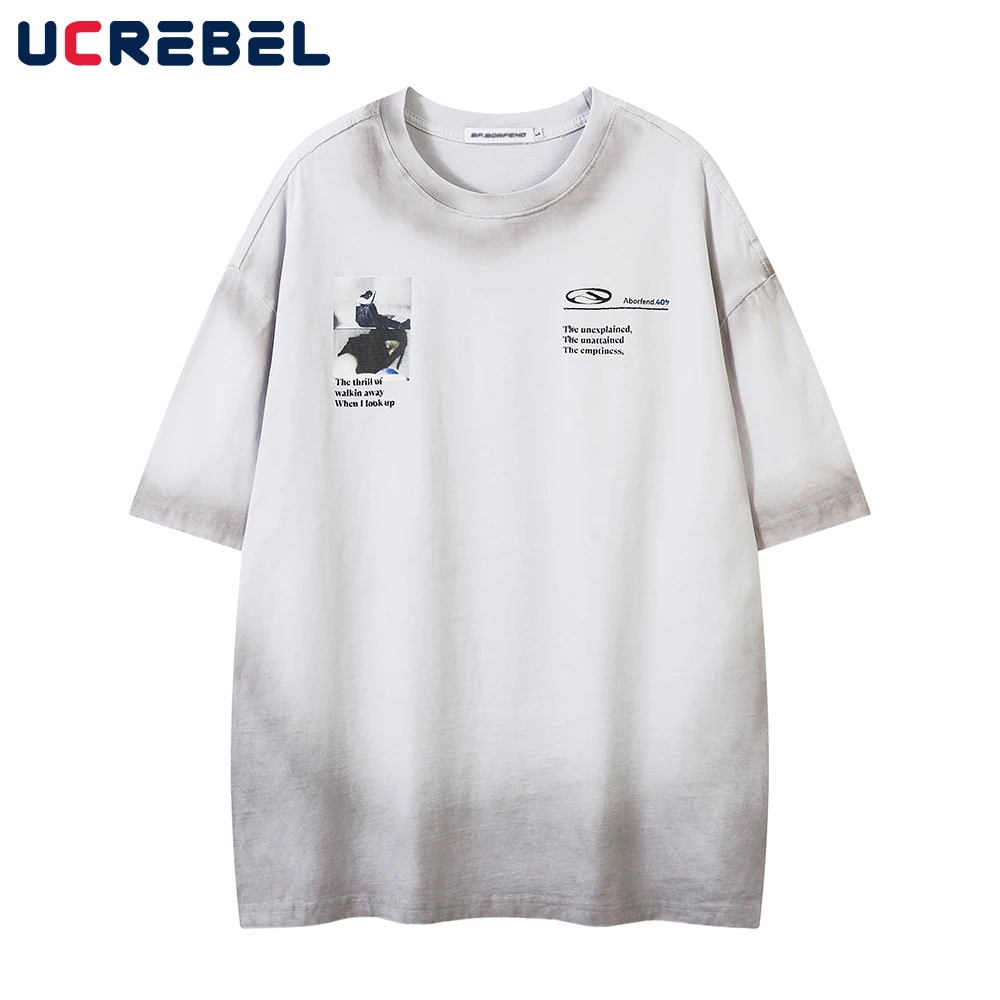 Distressed Gradient Dyed T-shirt Mens Letter Print Summer High Street Loose Crew Neck Tee Cotton Tops Men
Distressed Gradient Dyed T-shirt Mens Letter Print Summer High Street Loose Crew Neck Tee Cotton Tops Men