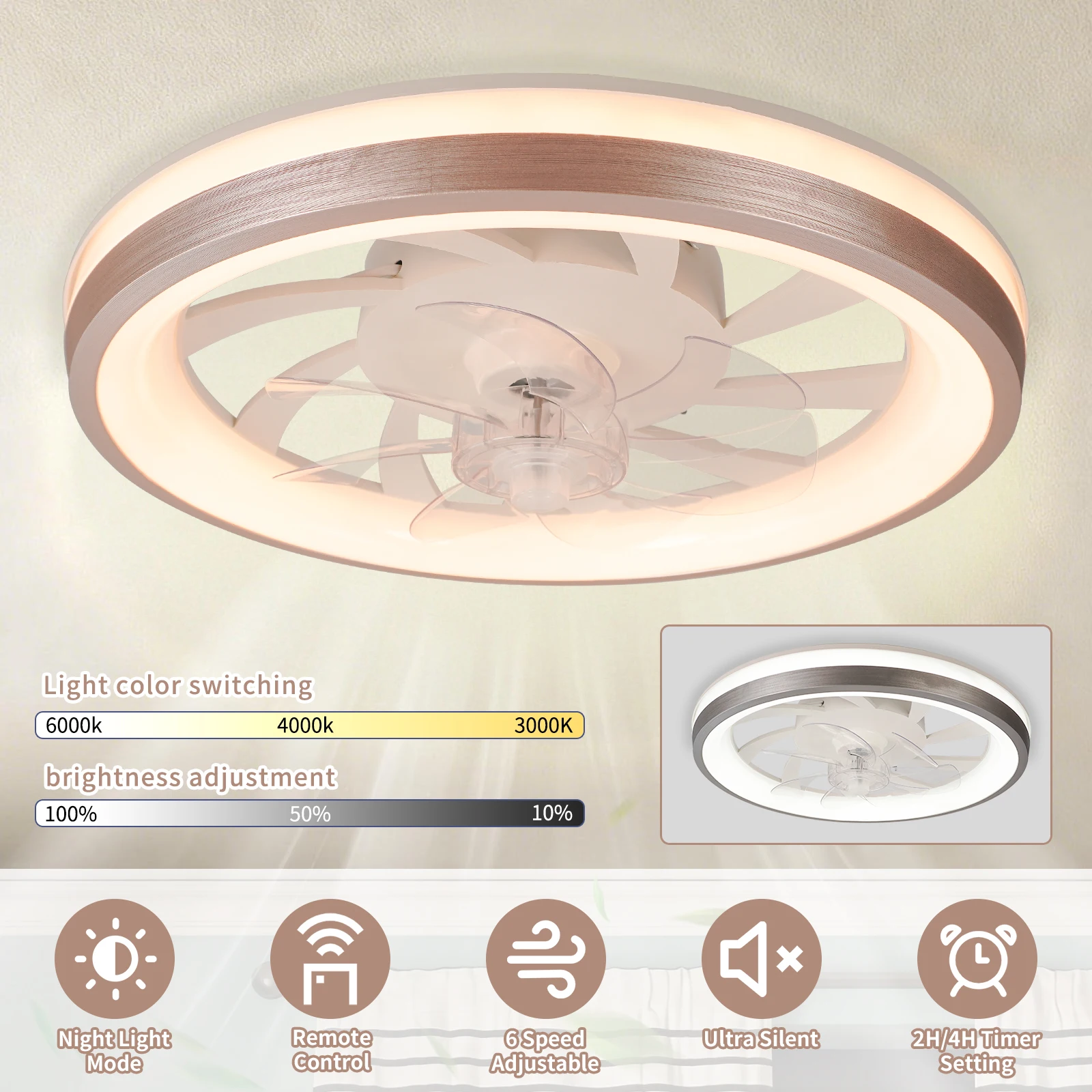 Modern LED Ceiling Fan Light Remote Control Unlimited Dimming Six Speed Silent Ultra-thin Electric Fan, Home Lighting
Modern LED Ceiling Fan Light Remote Control Unlimited Dimming Six Speed Silent Ultra-thin Electric Fan, Home Lighting