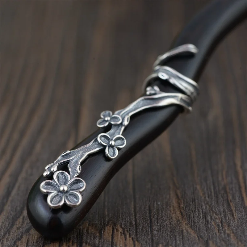 Thai Silver Plum Blossom Antique Natural Sandalwood Hair Sticks for Women 925 Sterling Silver Flowers Heart Hair Sticks Vintage
Thai Silver Plum Blossom Antique Natural Sandalwood Hair Sticks for Women 925 Sterling Silver Flowers Heart Hair Sticks Vintage