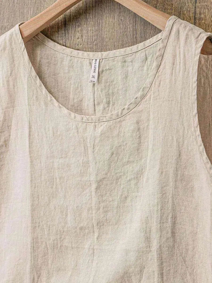 Lightweight Breathable Summer Kaki Color Pure Linen Sleeveless Vest Sweat Wicking Simple Coolness Business Casual round Neck Top
Lightweight Breathable Summer Kaki Color Pure Linen Sleeveless Vest Sweat Wicking Simple Coolness Business Casual round Neck Top