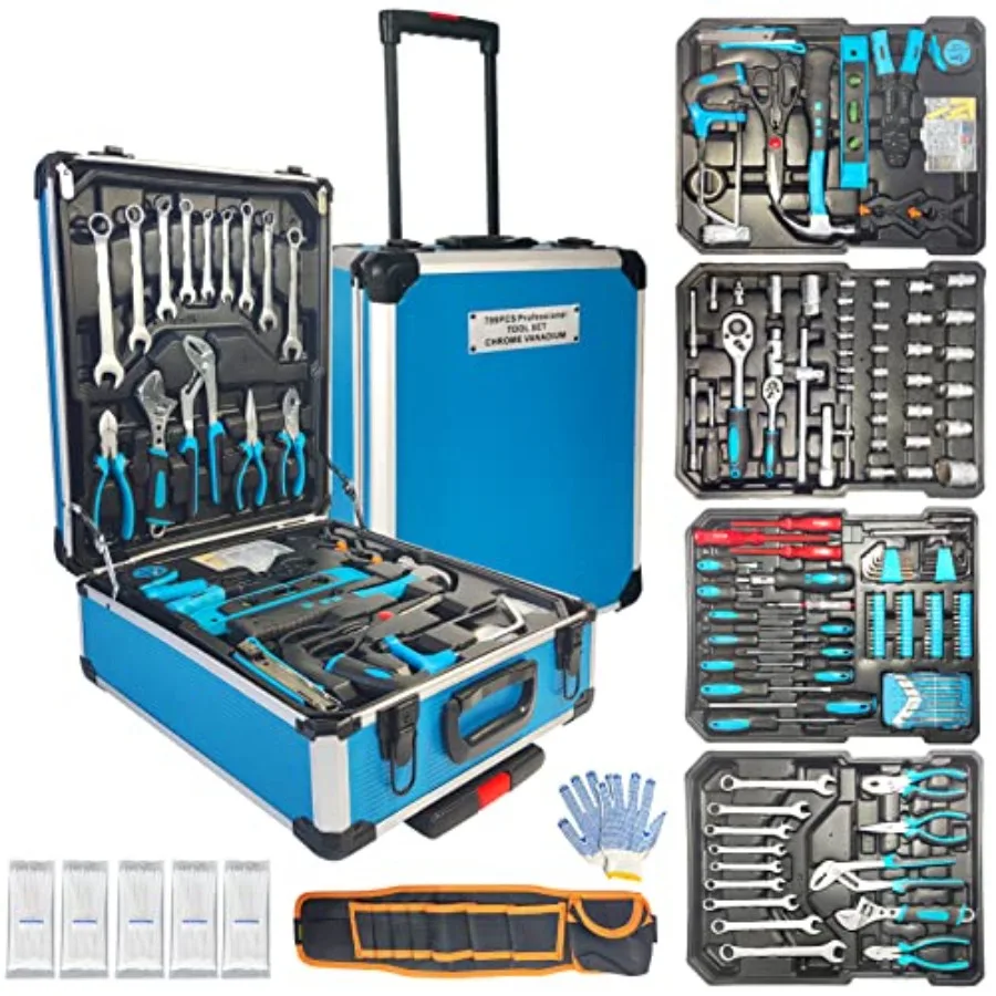 799pcs Aluminum Trolley Case Tool Set Silver House Repair Kit Set Household Hand Tool Set with Tool Belt
799pcs Aluminum Trolley Case Tool Set Silver House Repair Kit Set Household Hand Tool Set with Tool Belt