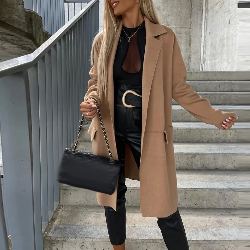 Elegant Office Lady Turn-down Collar Long Sleeve Jackets Fashion Straight Outwear Autumn Winter Simple Thin Women's Woolen Coat
Elegant Office Lady Turn-down Collar Long Sleeve Jackets Fashion Straight Outwear Autumn Winter Simple Thin Women's Woolen Coat