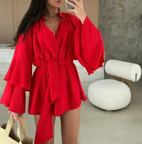 2025 Women Clothing Outfits New Autumn Summer Sexy Elegant Solid Color V-Neck Irregular Lace Up Long Sleeved Loose Dress
2025 Women Clothing Outfits New Autumn Summer Sexy Elegant Solid Color V-Neck Irregular Lace Up Long Sleeved Loose Dress