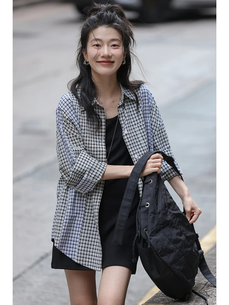 Retro Hong Kong Style Plaid Long Sleeve Shirt Jacket Women Summer Design Loose Lazy Outerwear Top Button up Casual Shirt
Retro Hong Kong Style Plaid Long Sleeve Shirt Jacket Women Summer Design Loose Lazy Outerwear Top Button up Casual Shirt