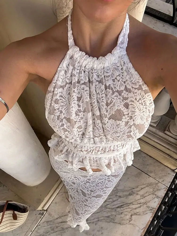 Ограниченный сексуальный кружевной топ с бретелькой на шее и открытой спиной, облегающая юбка-миди с разрезом, элегантное вечернее платье, комплект роскошного женского белого винтажного платья
Ограниченный сексуальный кружевной топ с бретелькой на шее и открытой спиной, облегающая юбка-миди с разрезом, элегантное вечернее платье, комплект роскошного женского белого винтажного платья