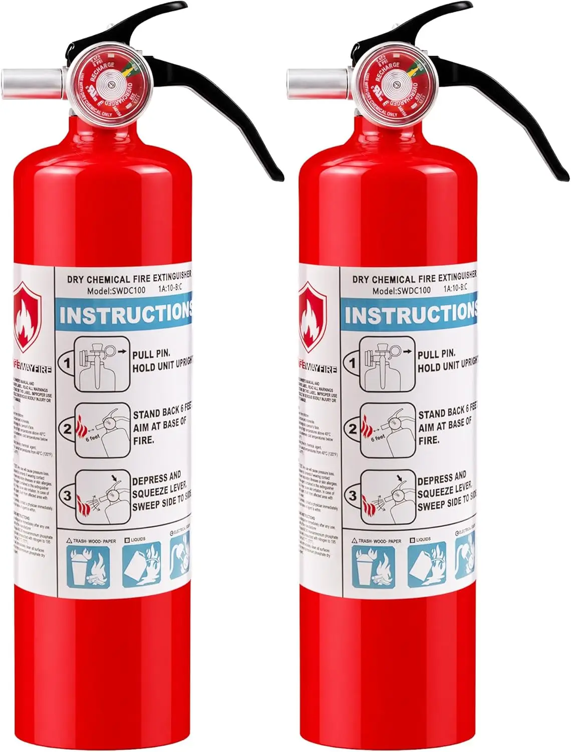 2.5 lb Fire Extinguisher for Home, Office & Vehicle, ABC Dry Chemical, UL Rated 1-A:10-B:C, 2-Pack
2.5 lb Fire Extinguisher for Home, Office & Vehicle, ABC Dry Chemical, UL Rated 1-A:10-B:C, 2-Pack
