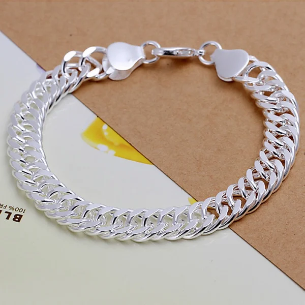 Noble 925 Sterling Silver Bracelets 10MM Chain Fashion for Men Women Silver Jewelry High Quality Wedding Factory Price
Noble 925 Sterling Silver Bracelets 10MM Chain Fashion for Men Women Silver Jewelry High Quality Wedding Factory Price